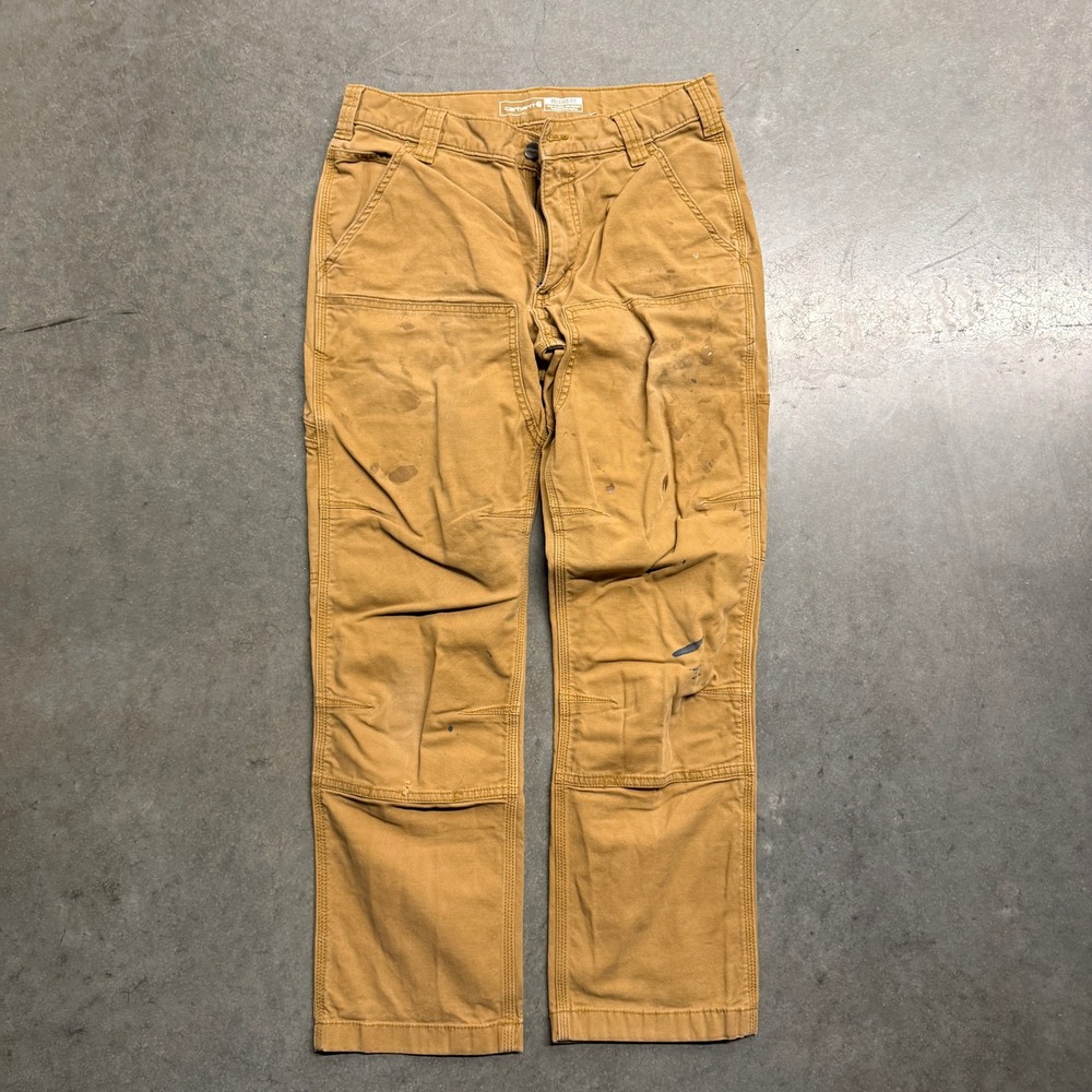 Carhartt Relaxed Fit Double Front Work Pants Brown 31x30 Distressed Canvas